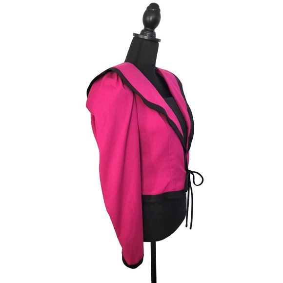 Vintage 1980s Fuchsia  Cropped Jacket with Shoulderpads - Picture 2 of 4